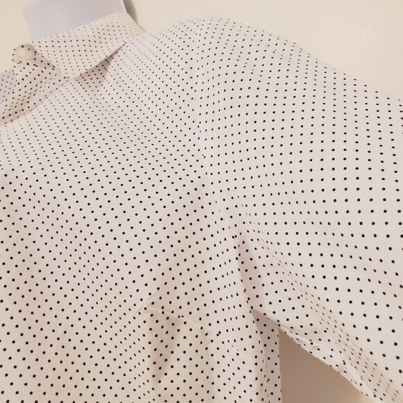 Apt. 9 Essentials White Black Polka Dot Wrinkle-Resistant Button Down Top - 8 - Picture 7 of 14